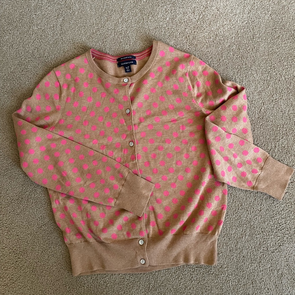 Land’s End Polka Dot Cardigan